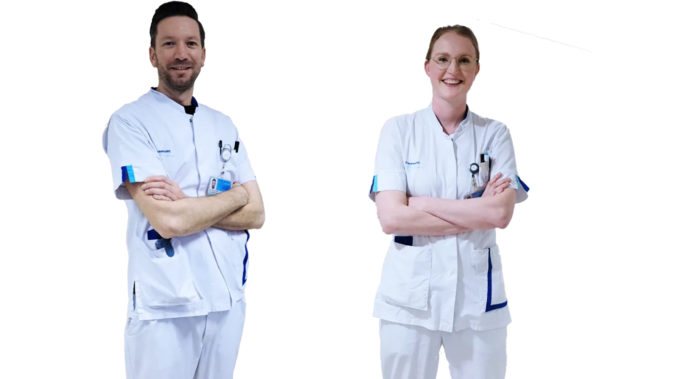 Rene en Sophie, oncologieverpleegkundigen Erasmus MC Interne Oncologie